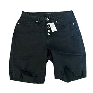 Ashley Stewart distressed black jean shorts